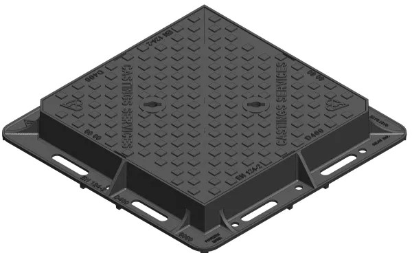 D400 Ductile Iron Cover and Frame 600 x 600 Square 100mm Deep